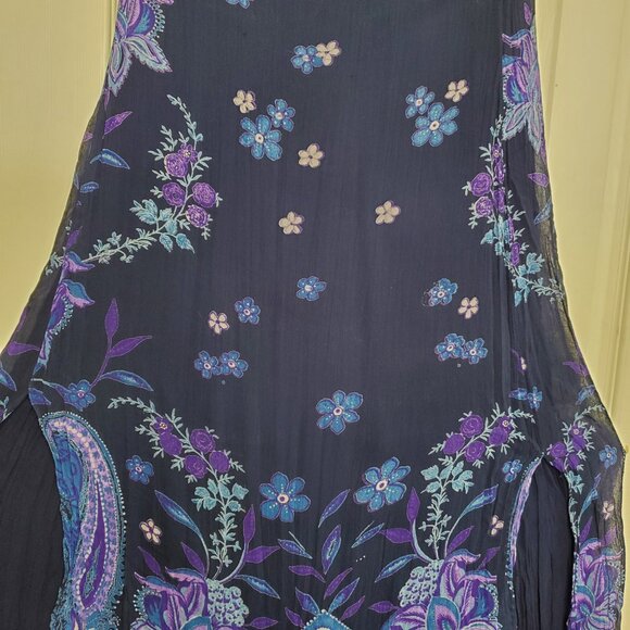 Lola P Floral Maxi Asymmetrical Handkerchief Flowy Dress Size Medium - Picture 6 of 13
